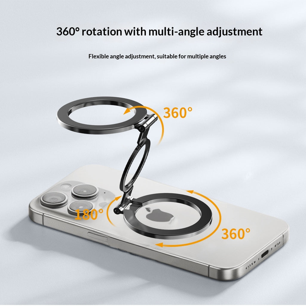 Porte-anneau magnétique à double tête avec support arrière pliable pour téléphones