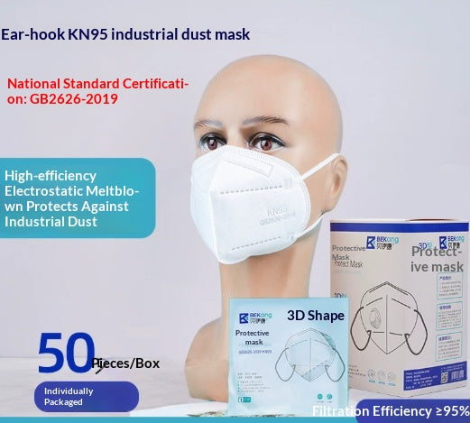 Masque KN95 de qualité industrielle anti-poussière emballé individuellement avec une bande d'éponge