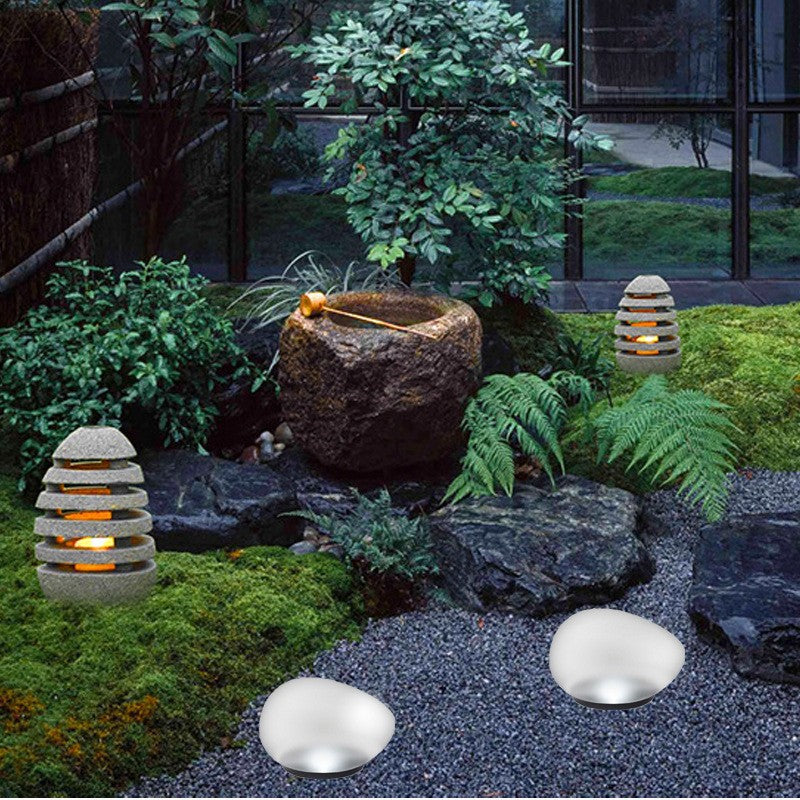 Solar Outdoor Pebble Garden Décoration pelouse paysage pierre nuit lumière