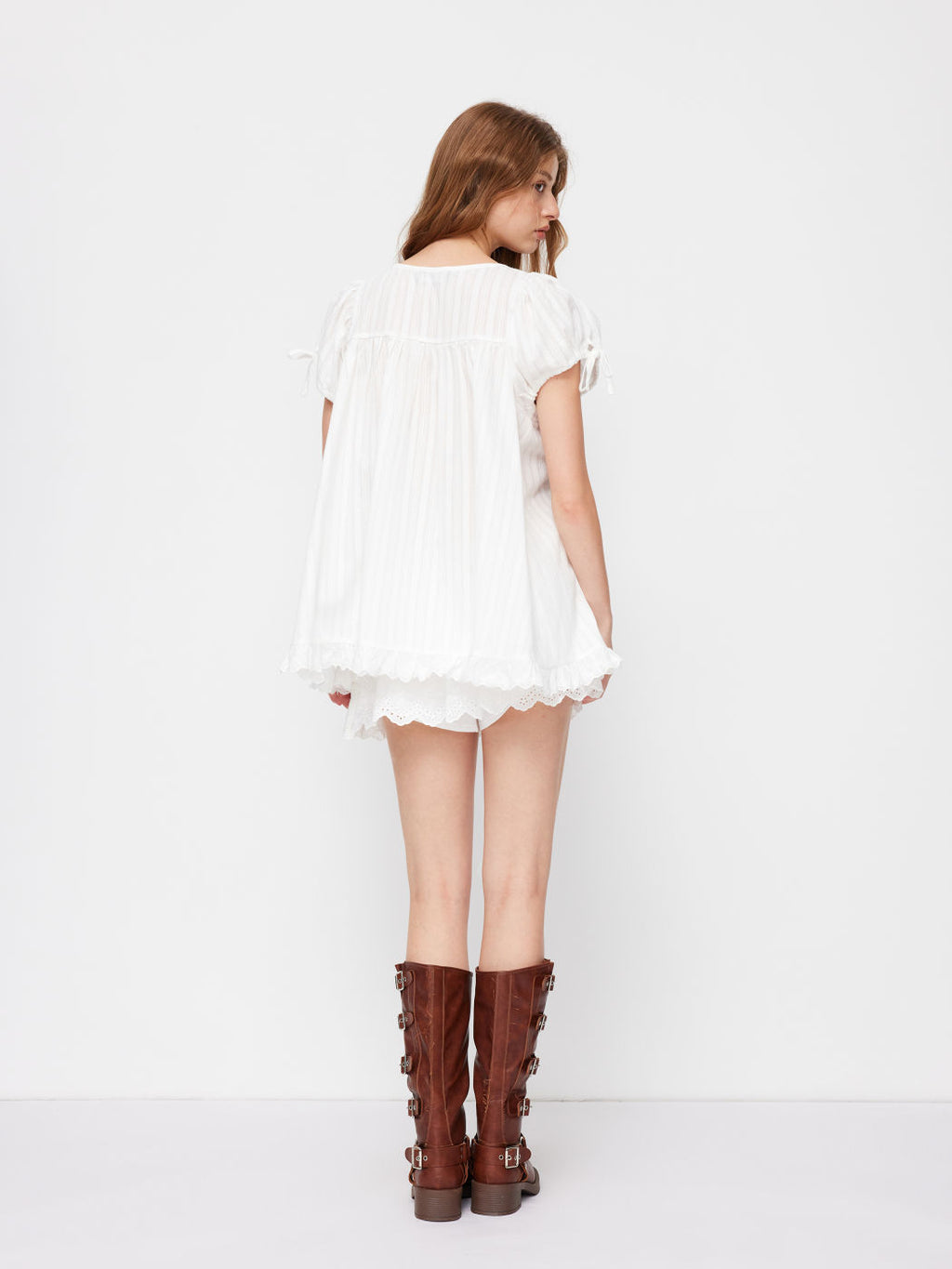 Chemise à manches courtes à col carré casual