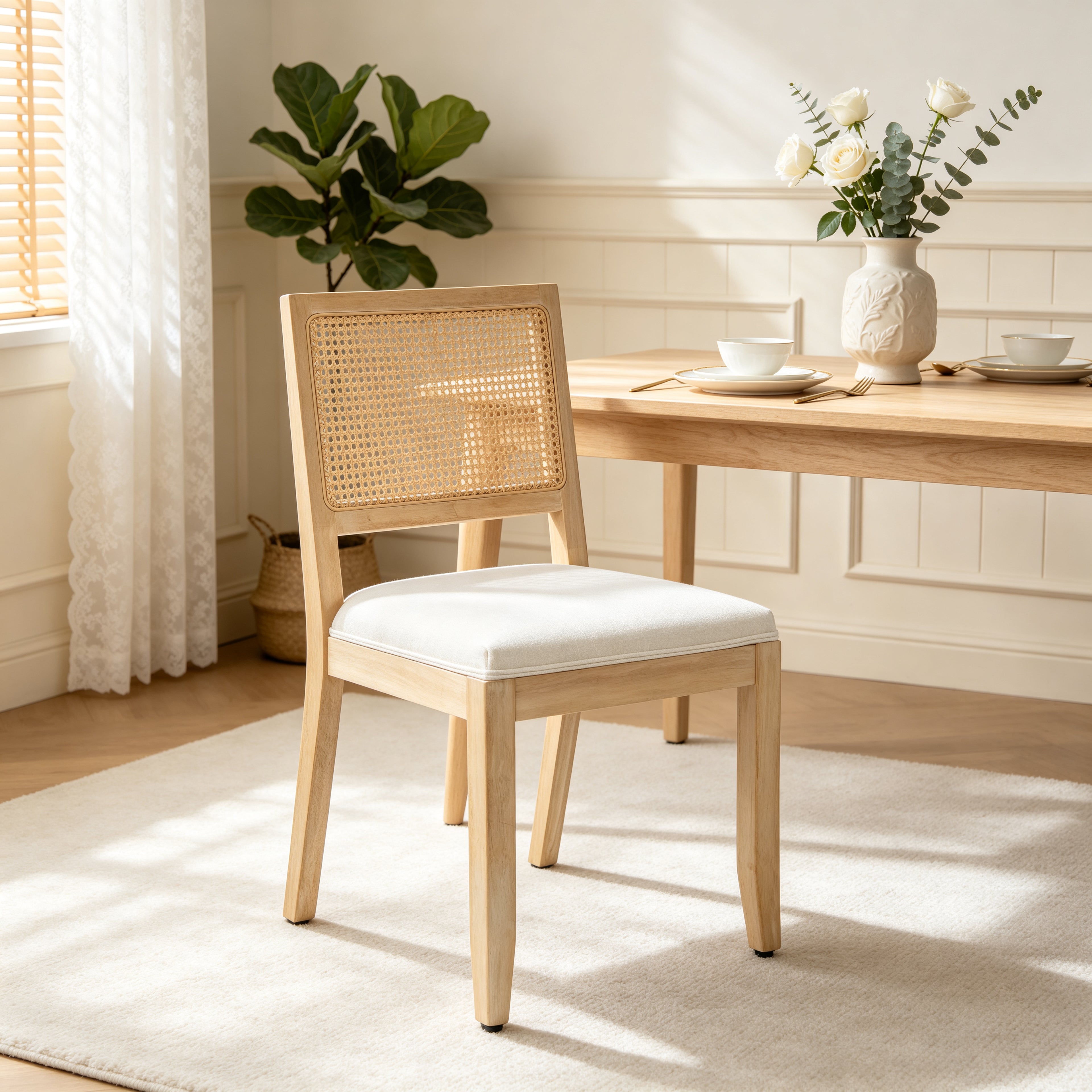 Agritourisme Rattan Chaises à manger Ensemble de 2