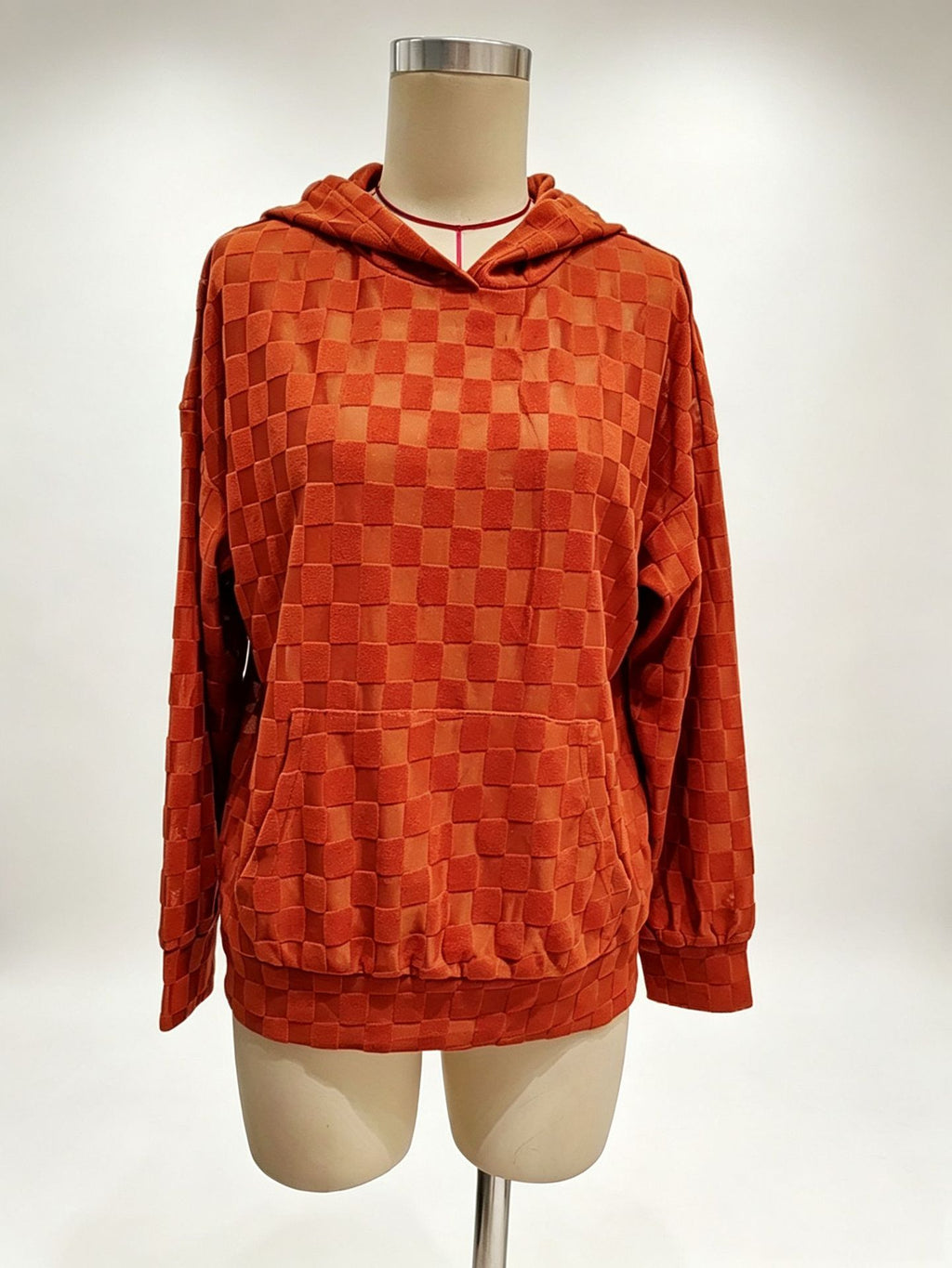Autumn And Winter European and American Fashion Women's Waffle Knit Loose and Casual Hoode