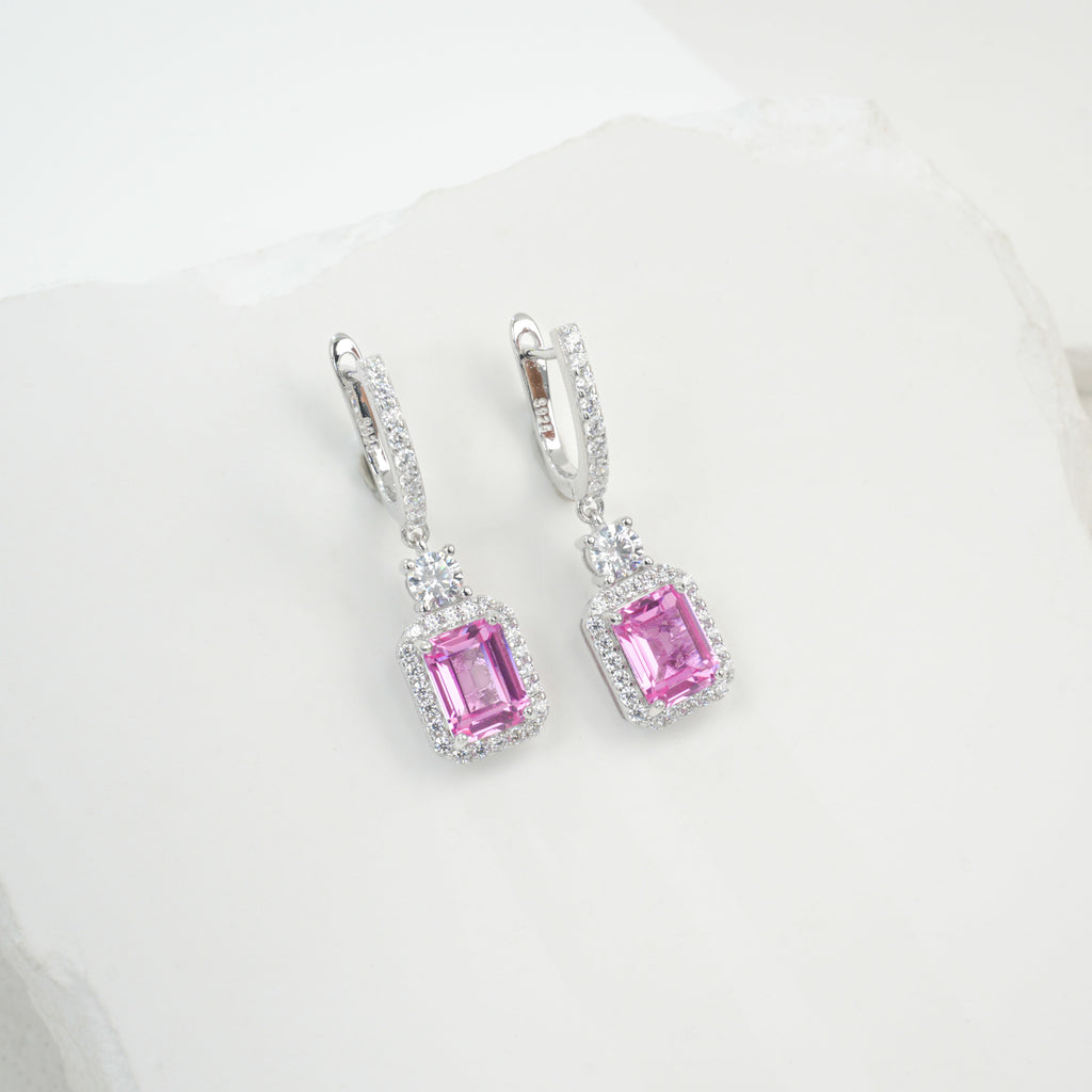 S925 Boucles d'oreilles de lab-grown en argent sterling coupées en gouttes
