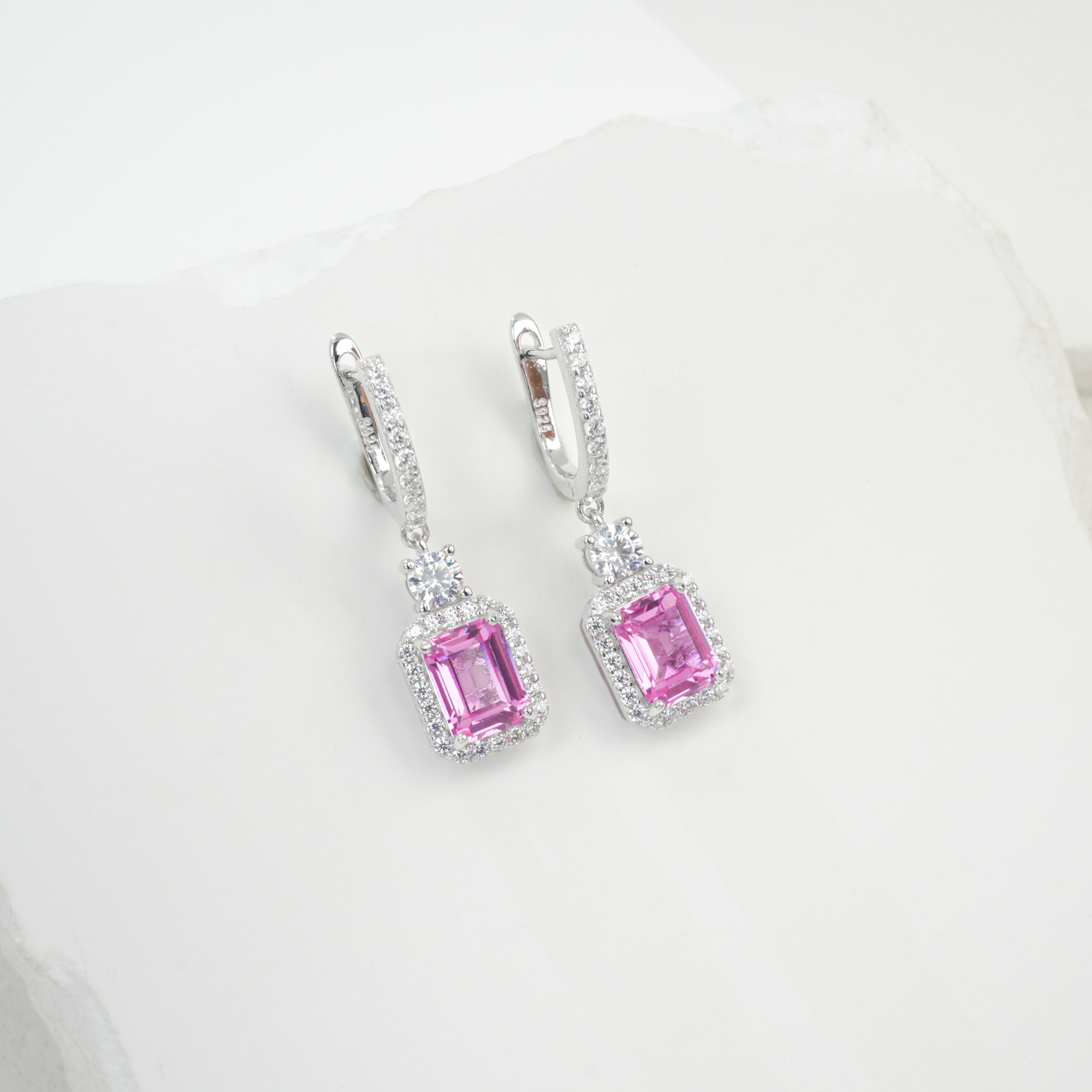S925 Boucles d'oreilles de lab-grown en argent sterling coupées en gouttes