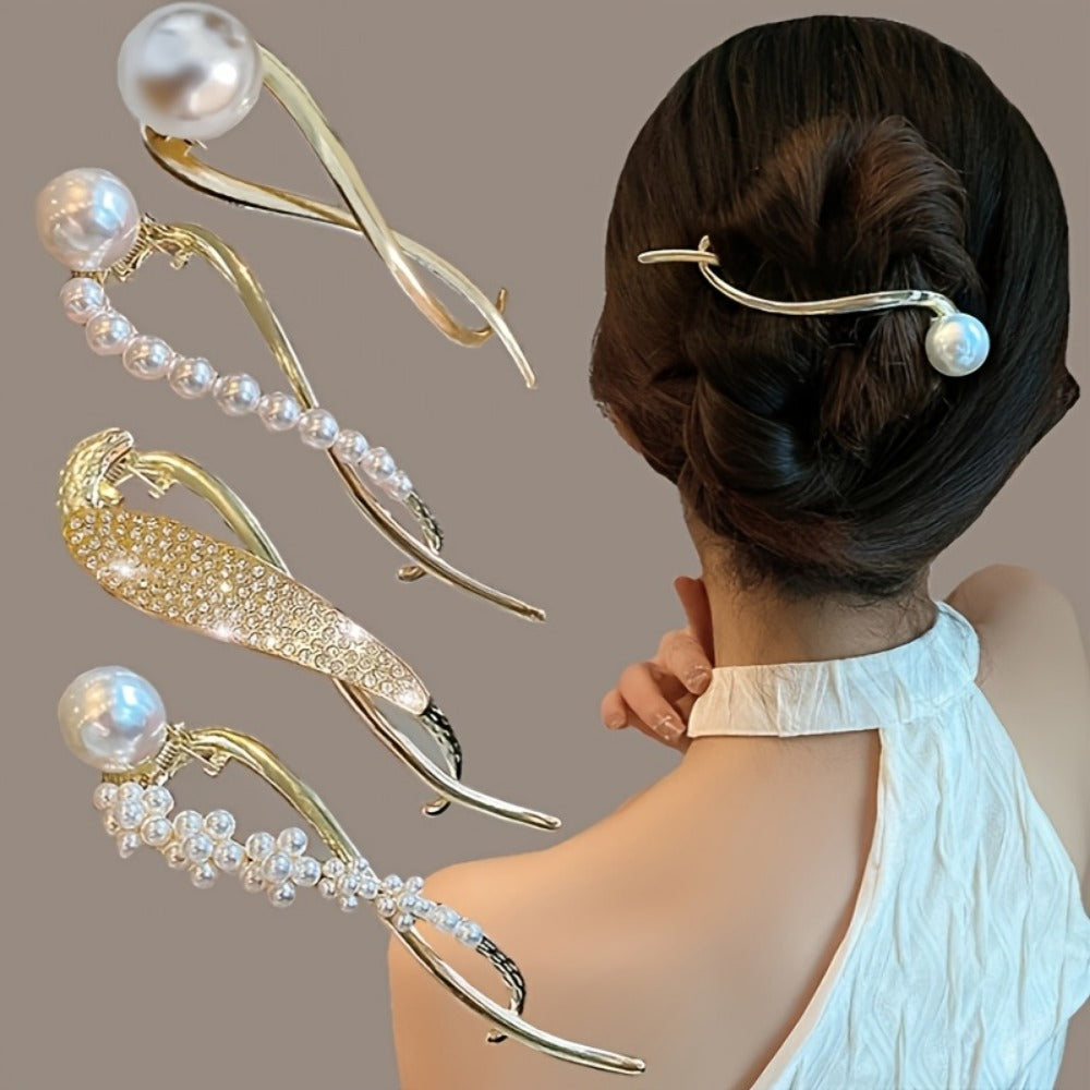 Perle épingle à cheveux en métal pour femmes