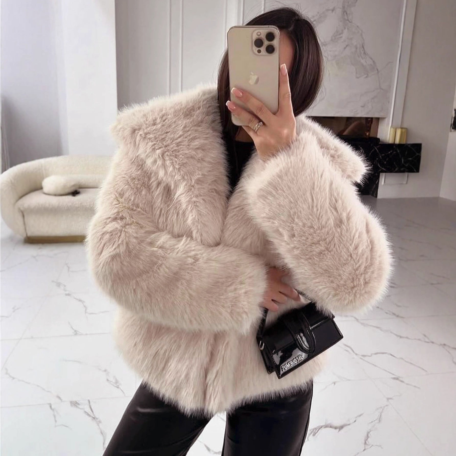 Femmes Automnehiver Top Manteau en peluche courte