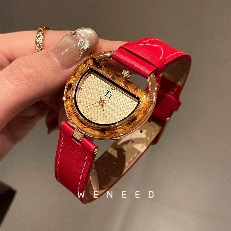 Femmes Montre avec une véritable sangle en cuir simple et élégant