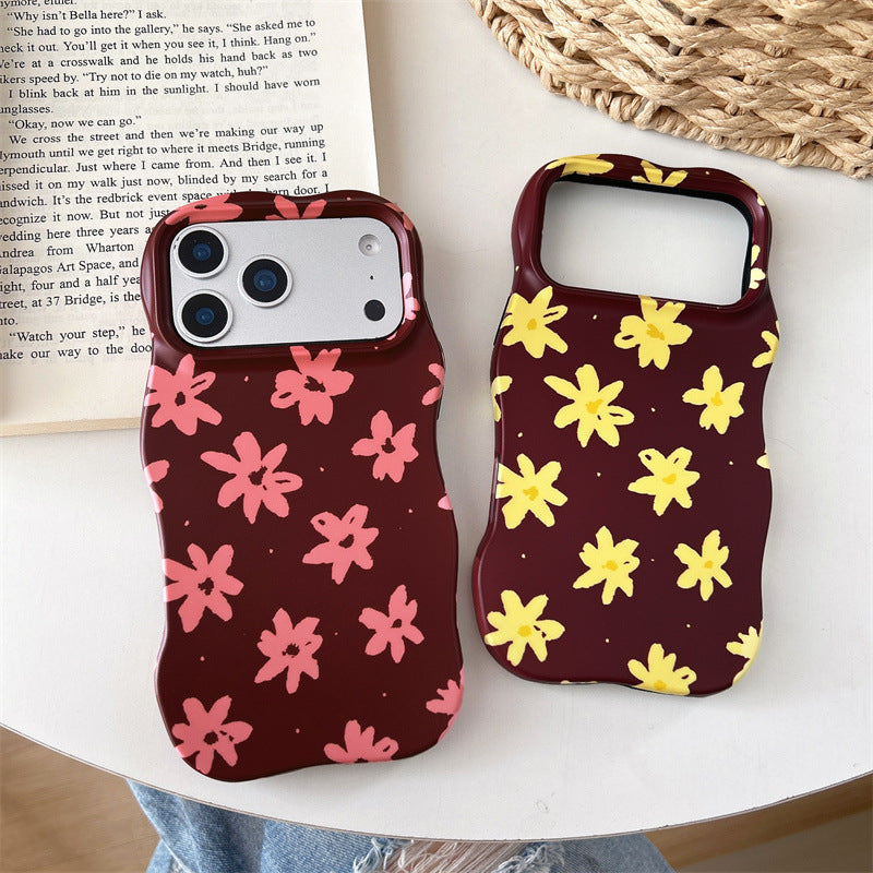 Automne hiver vin rouge modèle floral cas téléphone