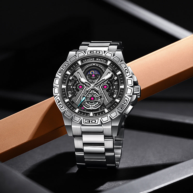 Three-dimensional waterproof quartz watch