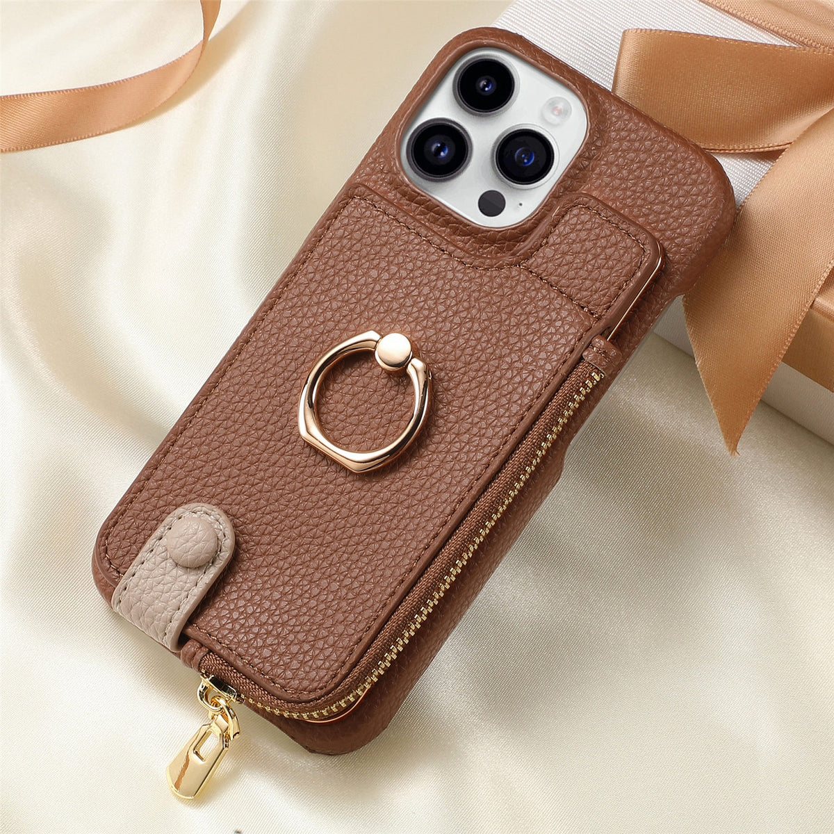 Convient pour 16 porte-carte Zipper porte-manteau de boîtier de téléphone