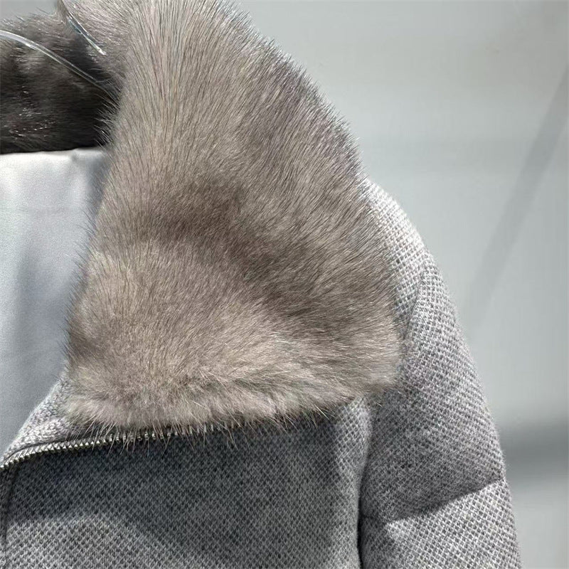 Veste puffer en fourrure et en oie