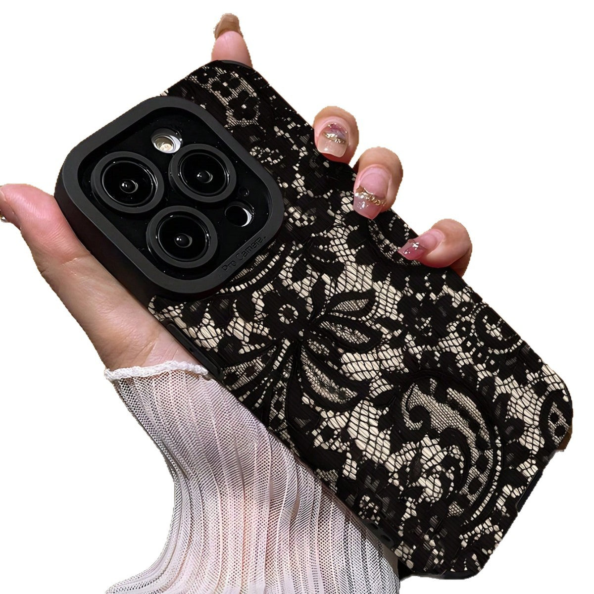 Black Lace Phone Case with Precision Cutouts