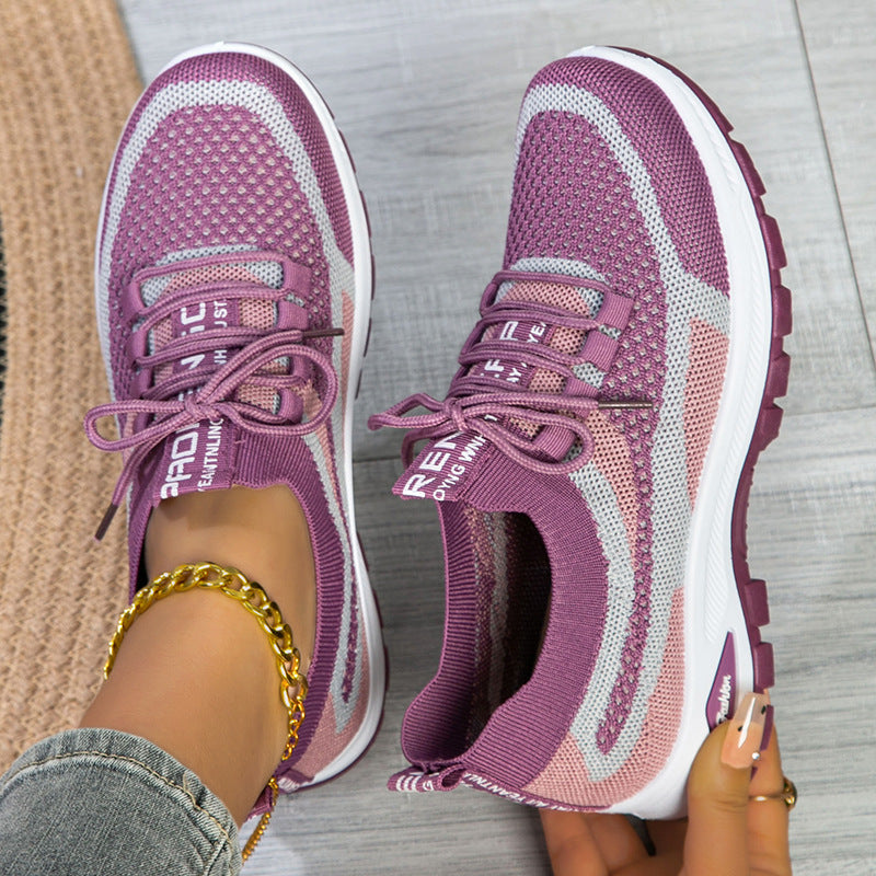 Femmes Sporty Flyknit Mesh Chaussures Low-cut léger Casual et polyvalent