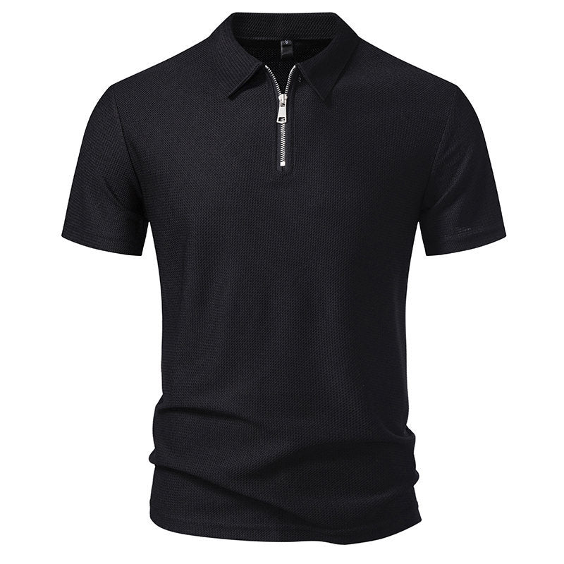 T-shirt à manches courtes à col zippé pour homme