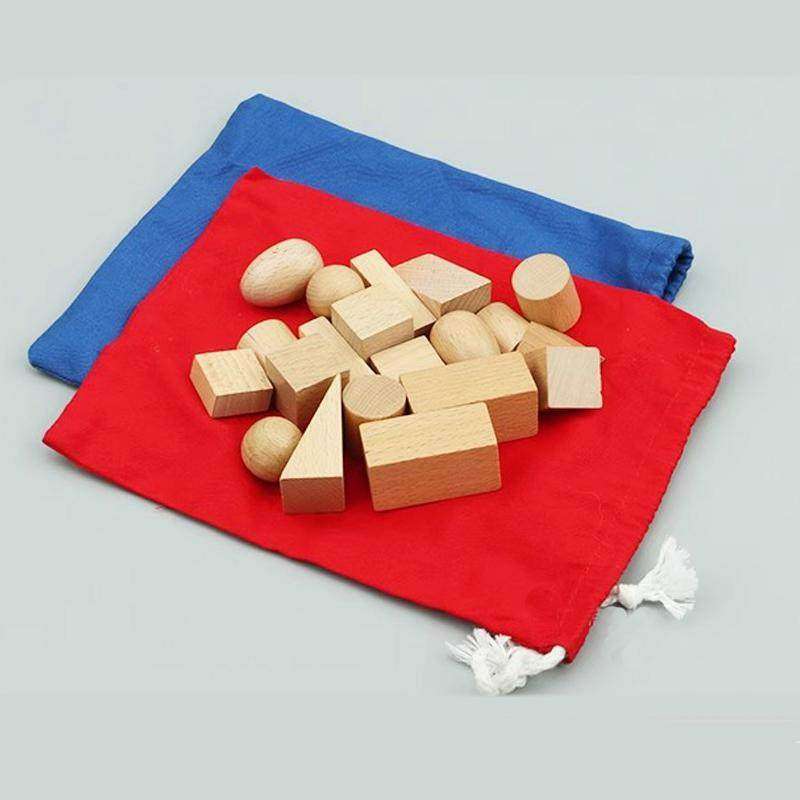 Rouge et bleu éducation précoce géométrique solide forme Mystery Bag Jouet éducatif