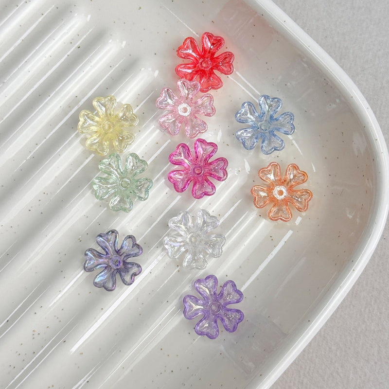 Perles de fleurs en acrylique 5-Petal