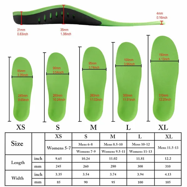 Semelles de chaussures orthèse Inserts Pieds plats Haute Arche Support pour la fasciite plantarienne