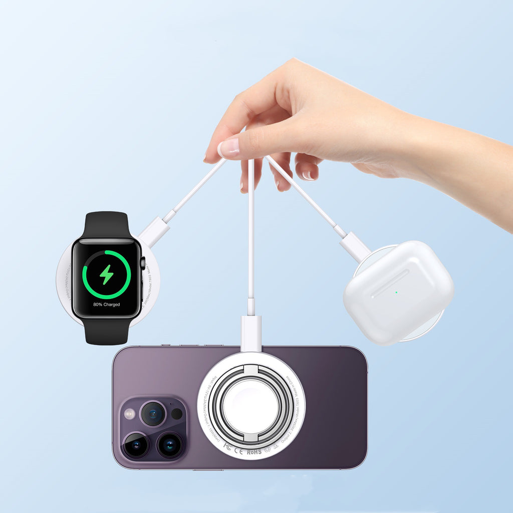 Bague de pliage portable créative Chargeur sans fil magnétique deux en un