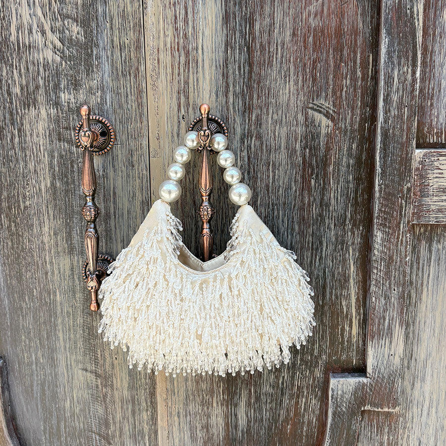 Tassel Tote Bag doux et blanc, de style français