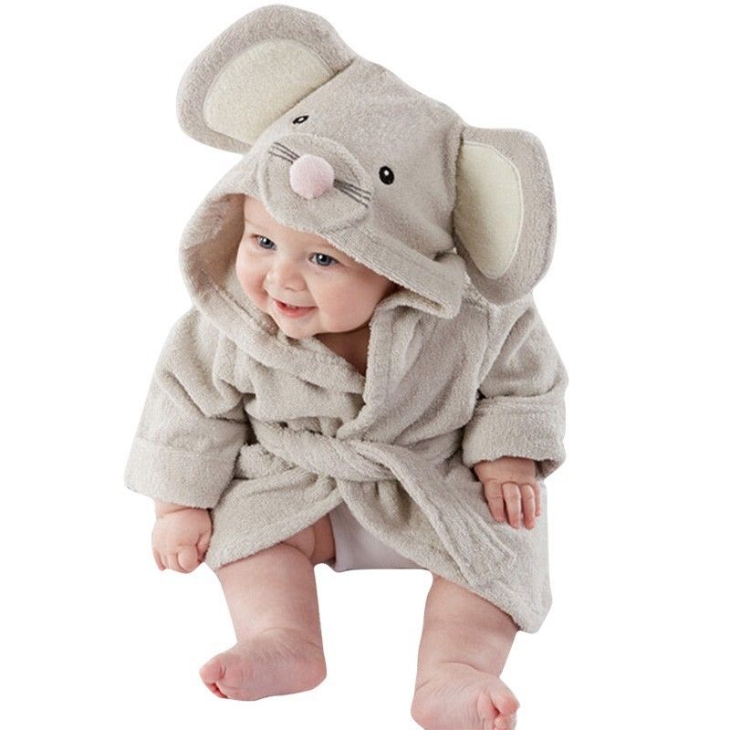 Mode pour bébé Peignoir animal simple de dessin animé