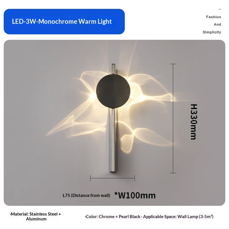 Lampe murale de salon rotative en acier inoxydable ondulé