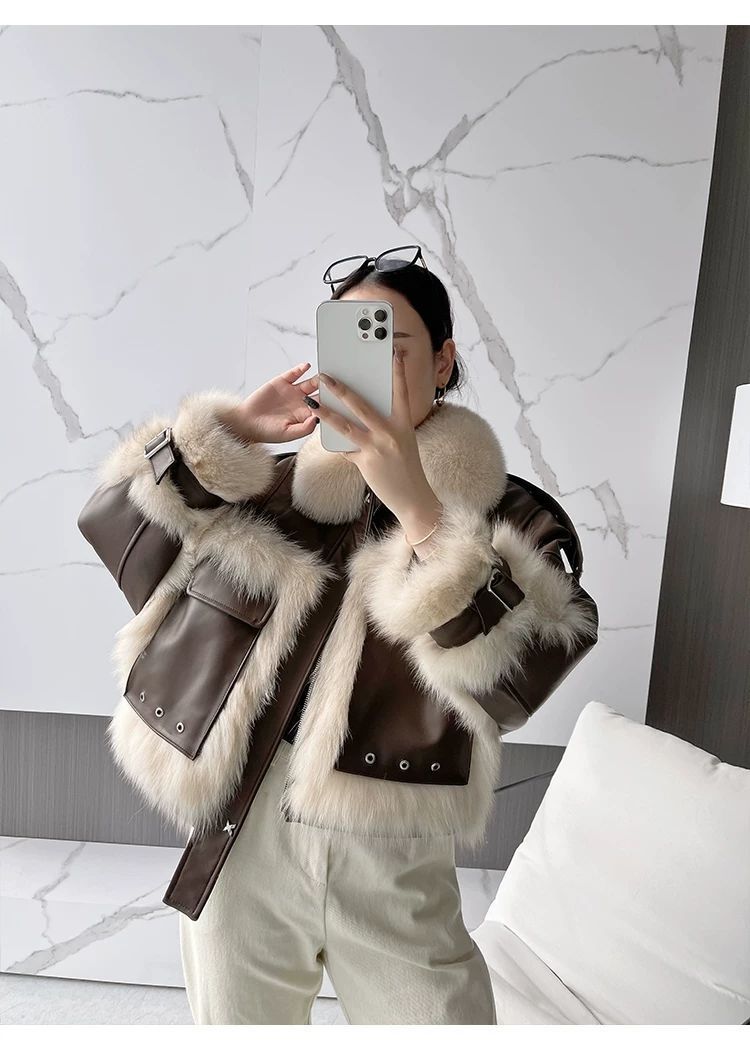 Manteau en cuir de fourrure de renard sensé