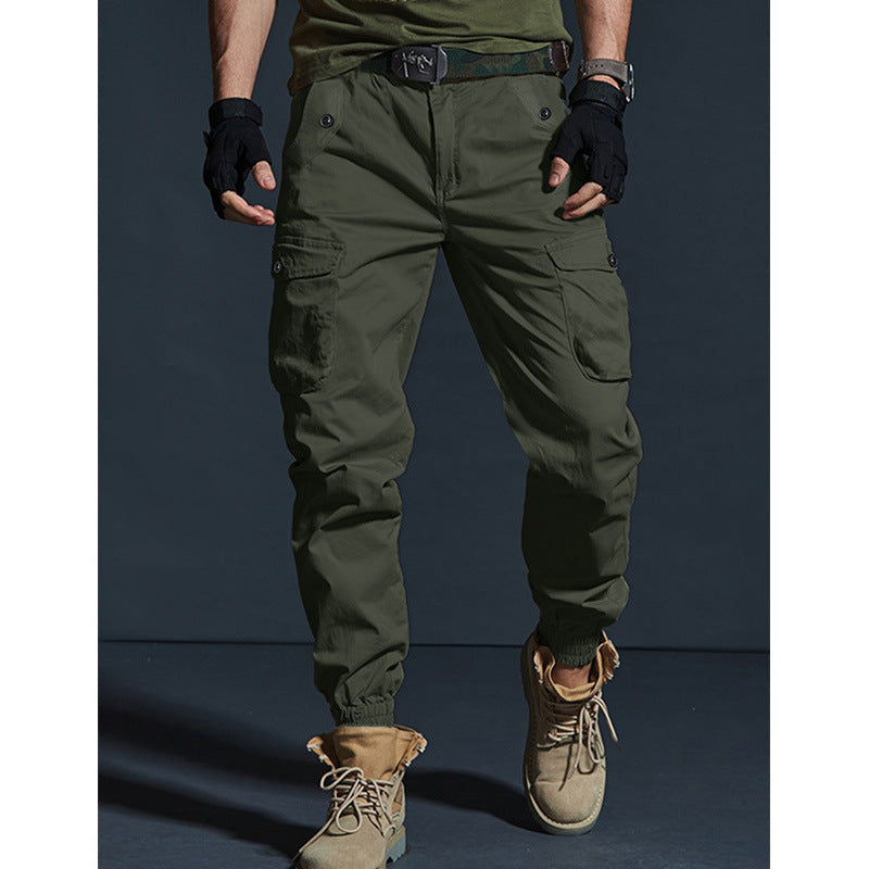Pantalons de travail multi-poches pour hommes Slim-fit