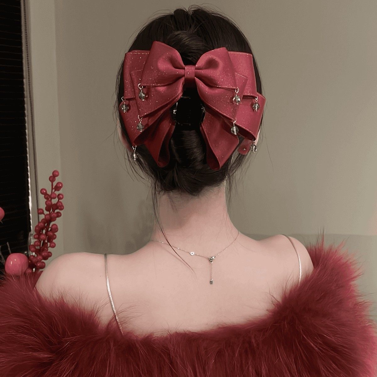 Clips de cheveux à papillon multicouches avec une tige pétillante