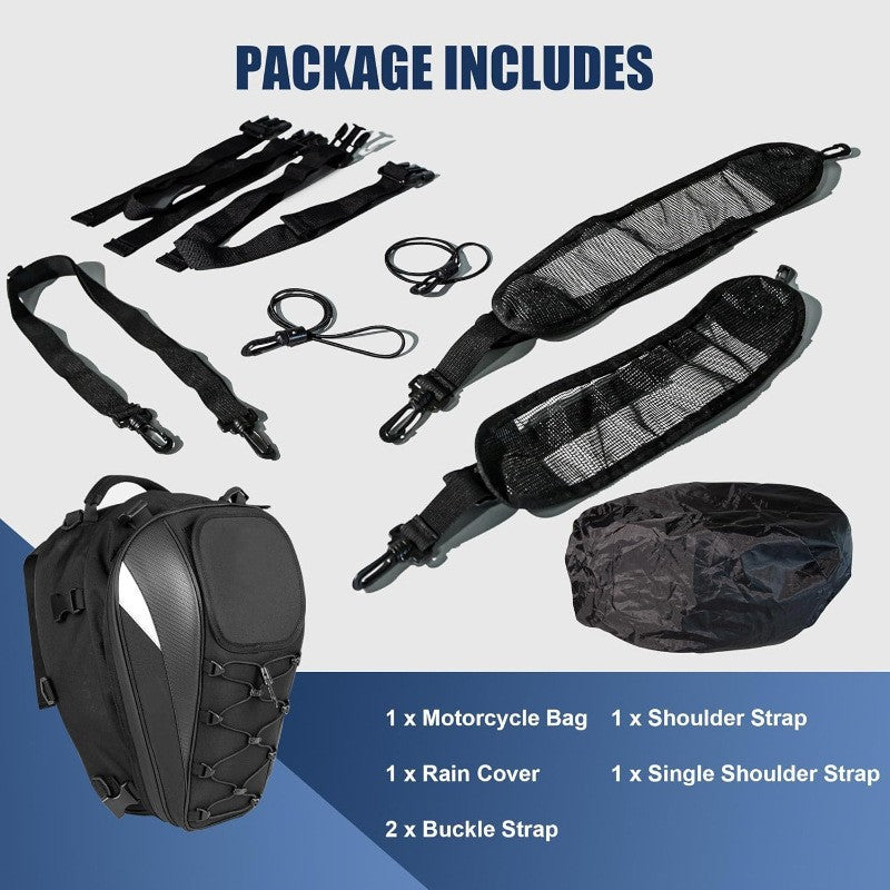 Siège arrière de moto Casque Grande capacité Cyclisme Sac à dos de voyage étanche Sac arrière Kni
