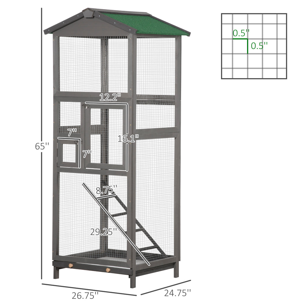 65" Cage d'oiseaux en bois Maison d'aviaire extérieure pour perroquet