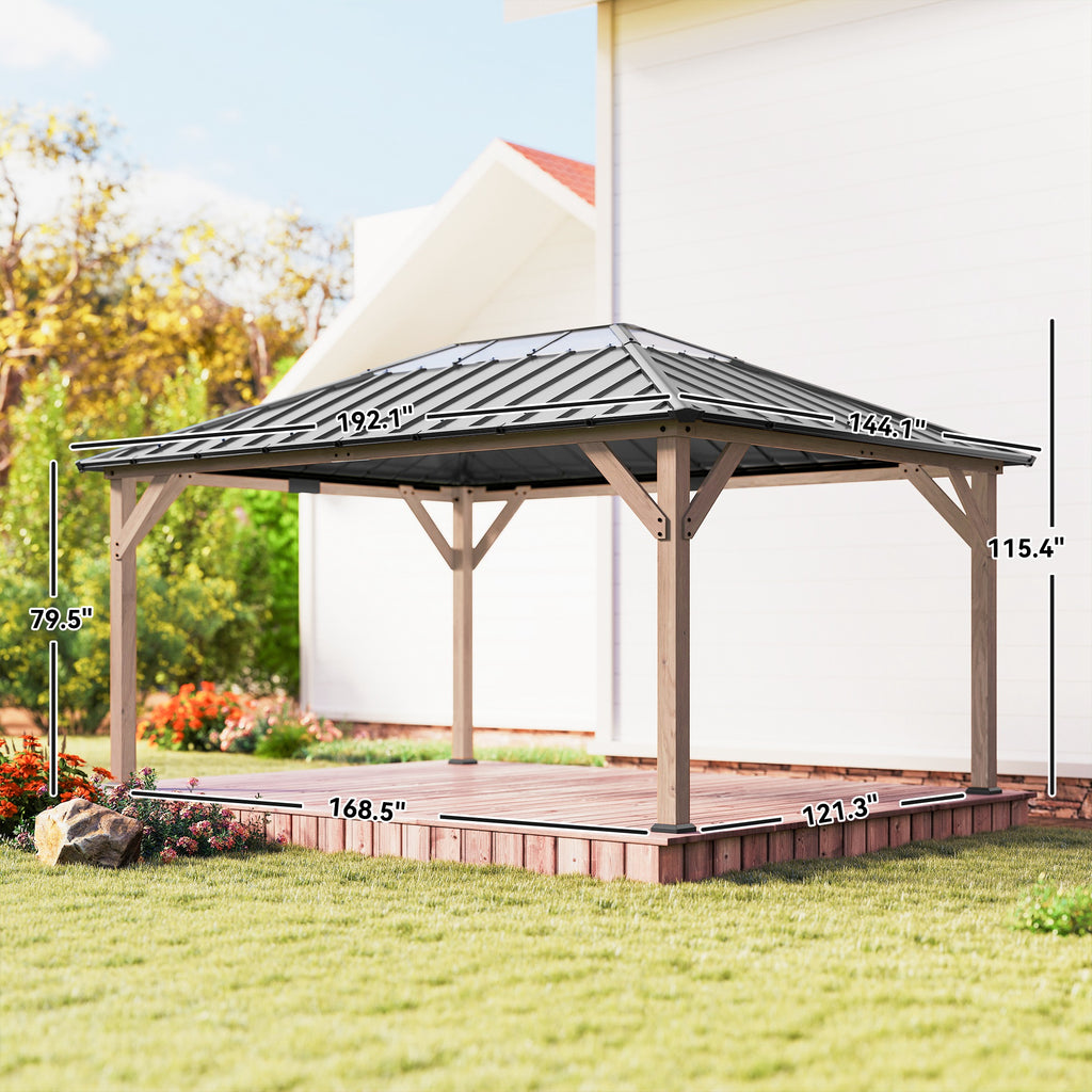 12 x 16 Gazebo avec toit en acier galvanisé