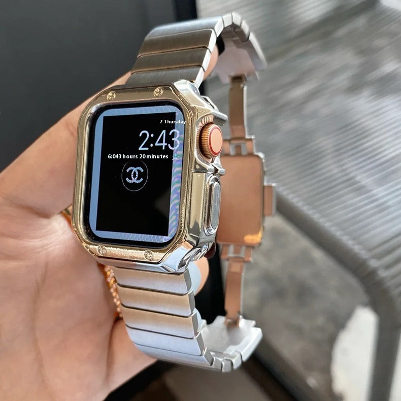 Bracelet de montre en métal acier inoxydable avec papillon