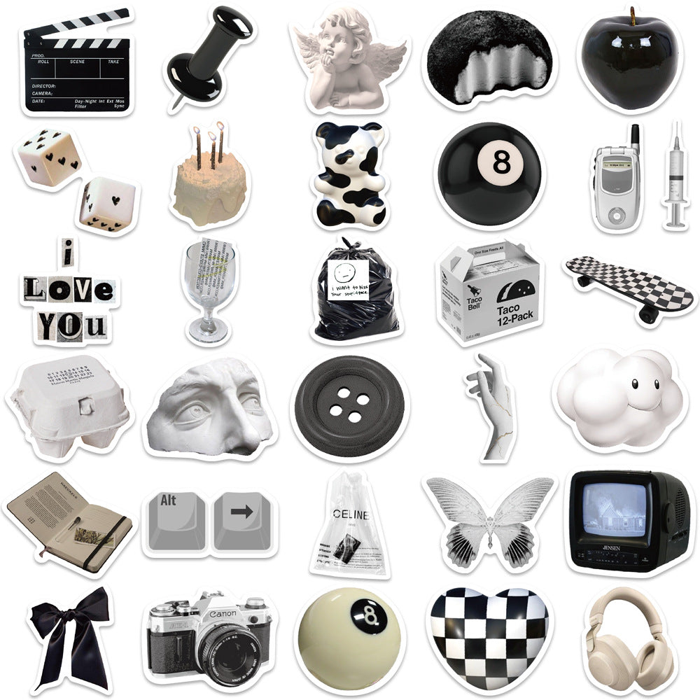 Black and White Style simple ordinateur portable café tasse de thé à thé imperméable peinture