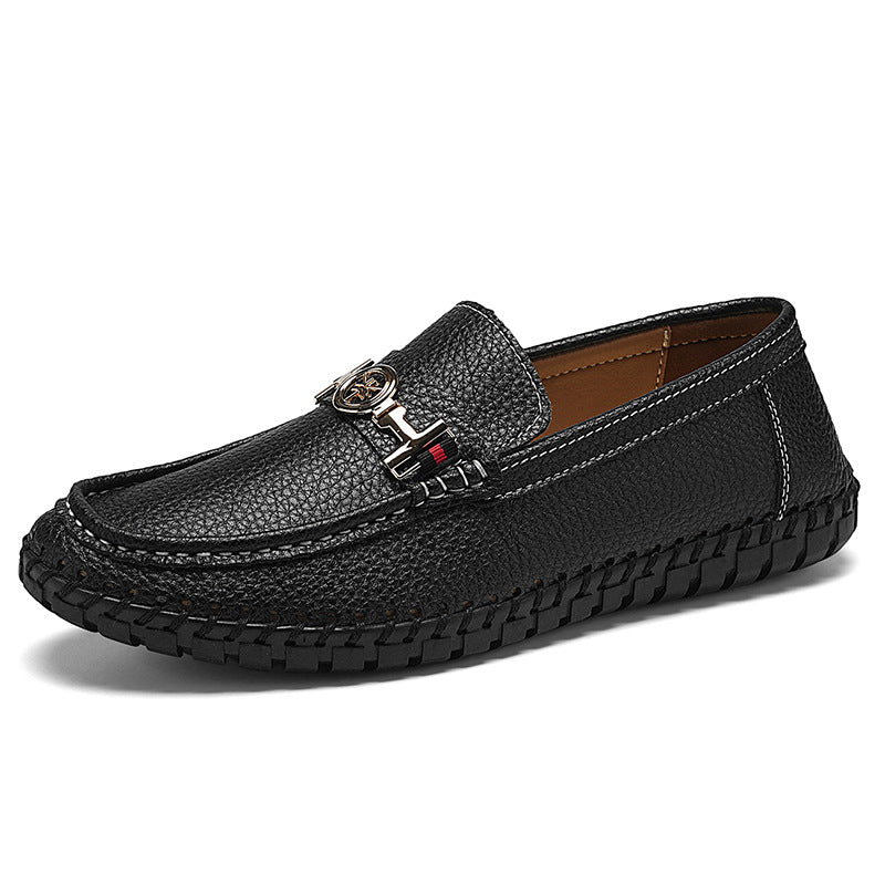 Chaussures plates casual grandes tailles pour hommes avec dessus de cowhide