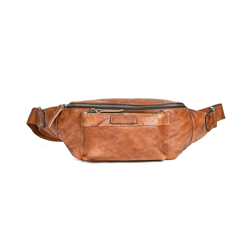 Sac de poitrine en cuir véritable rétro casual