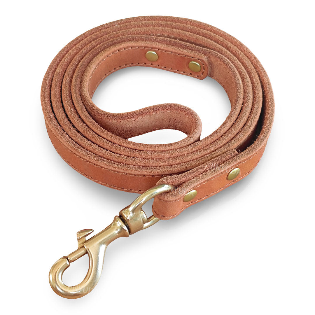 Poignée de chien Poignée de chien véritable Corde en cuir en laiton