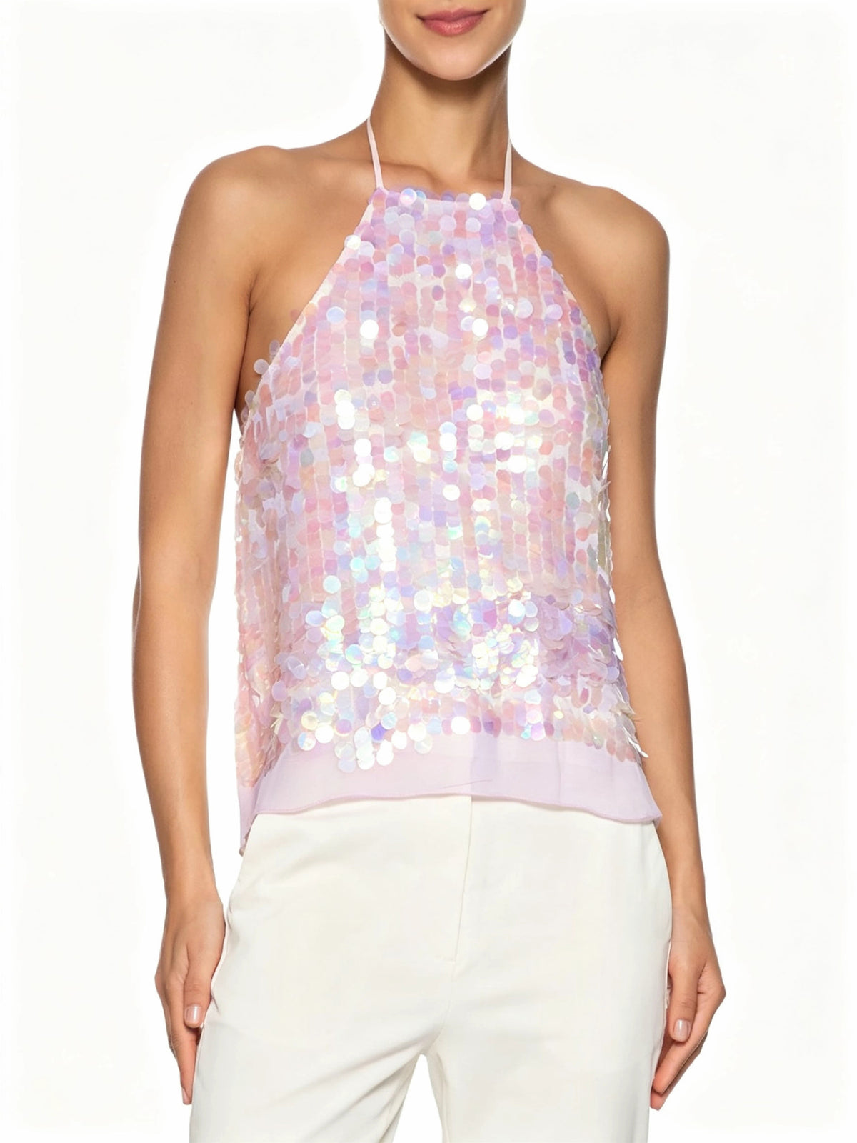 Sangle Sequin Halter Top pour les femmes