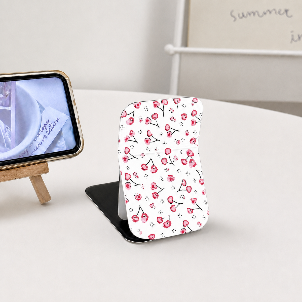 Miroir compact pliant imprimé cerise mignon
