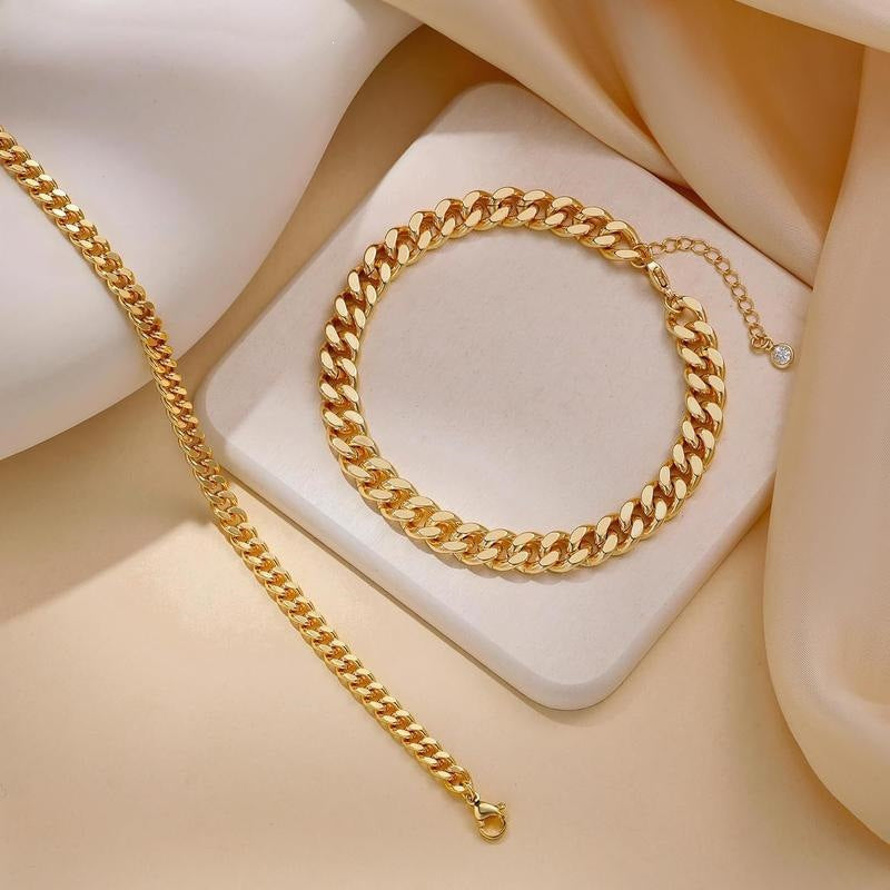 Bijoux de pied à double couche empilables en acier inoxydable à chaîne cubaine