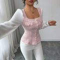 Haut de manches de patchwork mode pour femmes