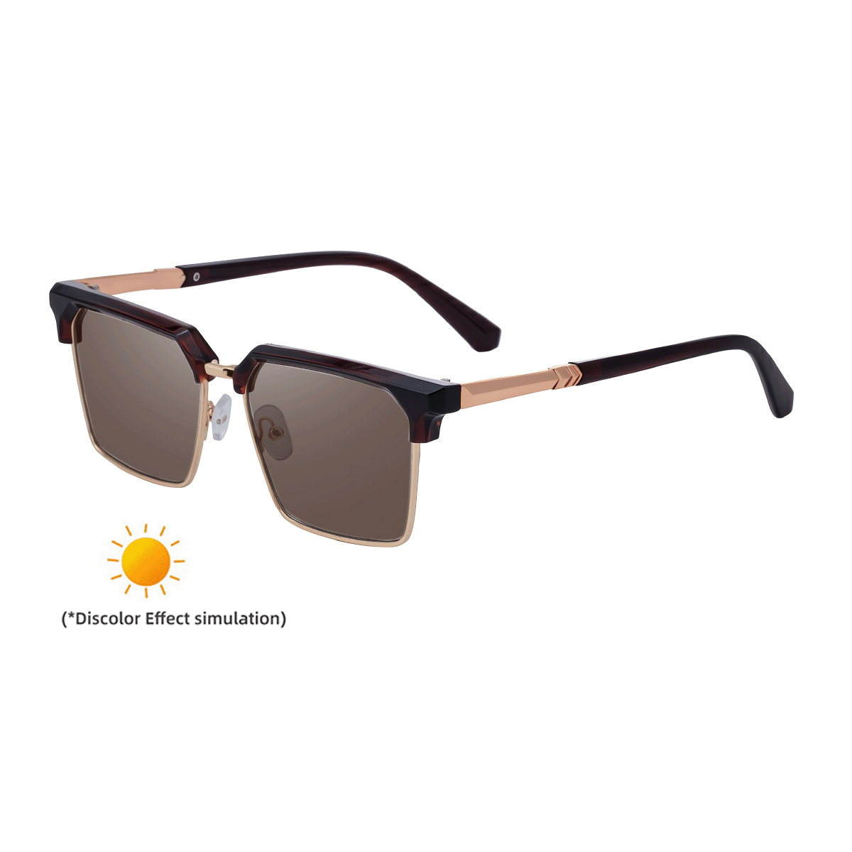 Lunettes de soleil européennes et américaines pour sourcils de mode à demi-forme en couleur changeante pour hommes