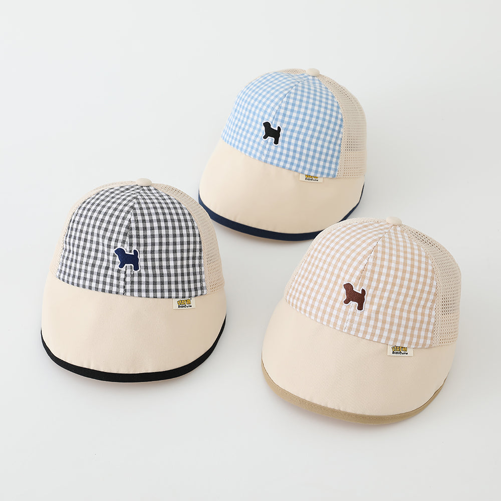 Casquette de baseball multicolore avec broderie de chien cartoon et Net F