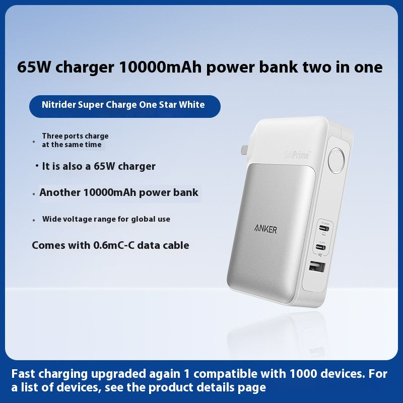 Gallium Nitride Power Bank Charger Tête de charge rapide deux en un