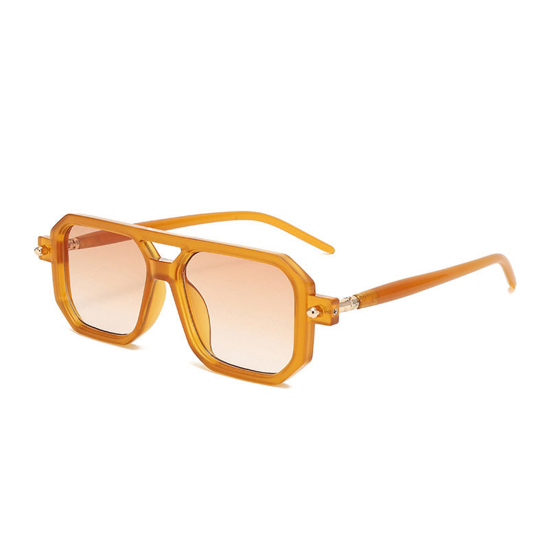 Lunettes de soleil à double pont Square-frame de style Street avec un Premium