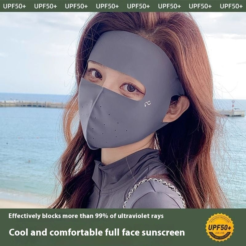 Ice Silk Sunscreen Masque Femme Neck Protection Intégré Trou respirant