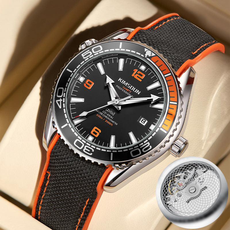 Montre mécanique bas transparent creux lumineux hommes