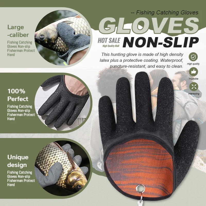 Gants de pêche antidérapants protéger la main contre les éclats de crevaison Pêcheur professionnel Catch F