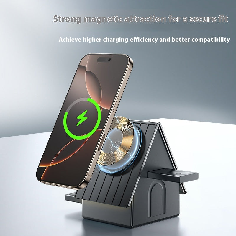 Three-in-one wireless charger base magnetic stand for mobile phone, watch