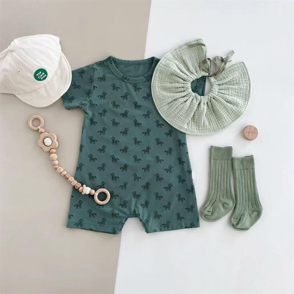 Jeu de manches courtes Romper court avec shorts à thème zèbre