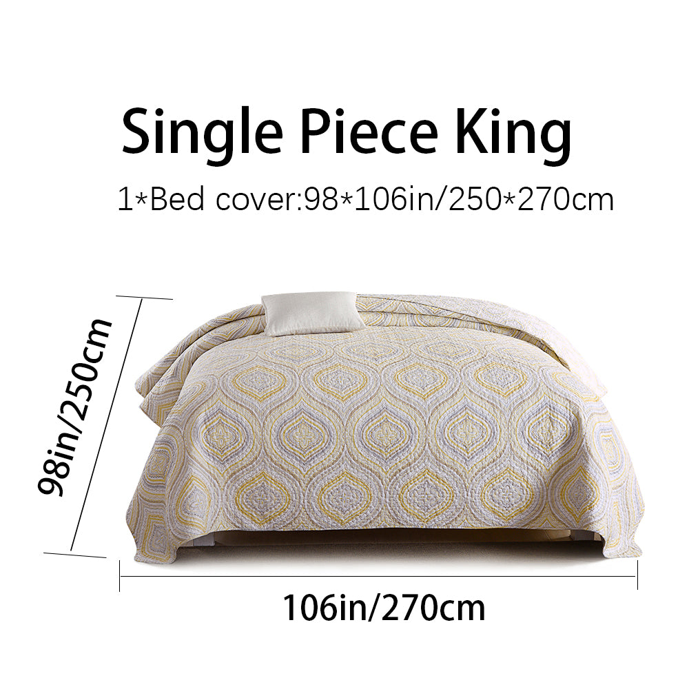 Cotton Reversible Quilt Bedspread Set Nordic Simplifié Médaille Géométrique Imprimer Toutes les mers